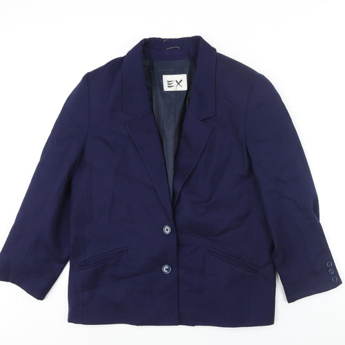 EX Womens Blue Jacket Blazer Size 14 Button