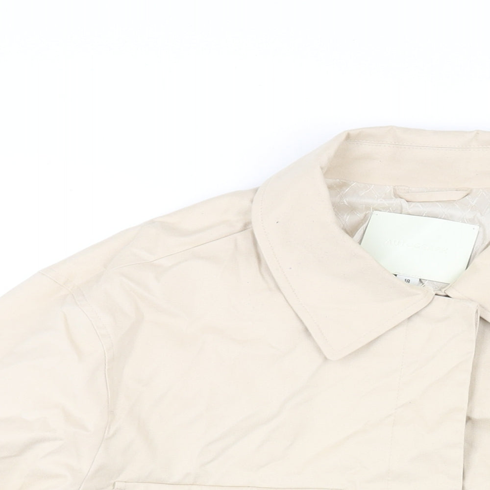 Autograph Womens Beige Jacket Size 18 Button