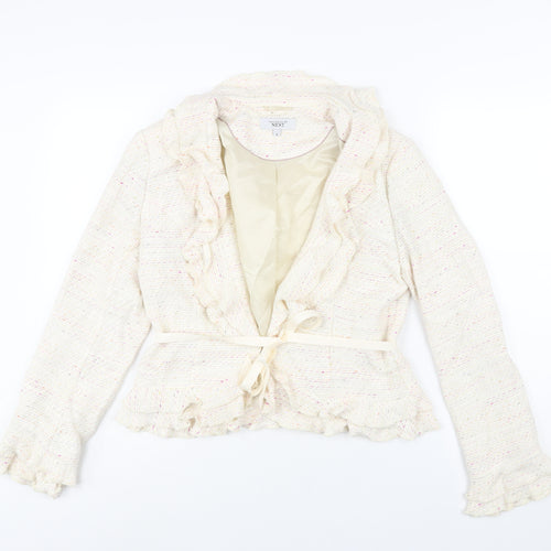 Nexst Womens Ivory Jacket Size 12 Hook & Eye - Frill Belted