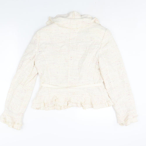 Nexst Womens Ivory Jacket Size 12 Hook & Eye - Frill Belted
