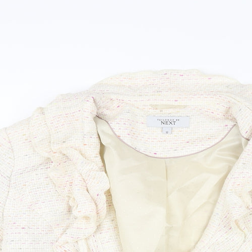 Nexst Womens Ivory Jacket Size 12 Hook & Eye - Frill Belted