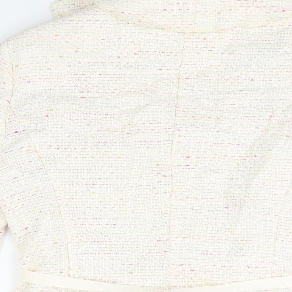 Nexst Womens Ivory Jacket Size 12 Hook & Eye - Frill Belted