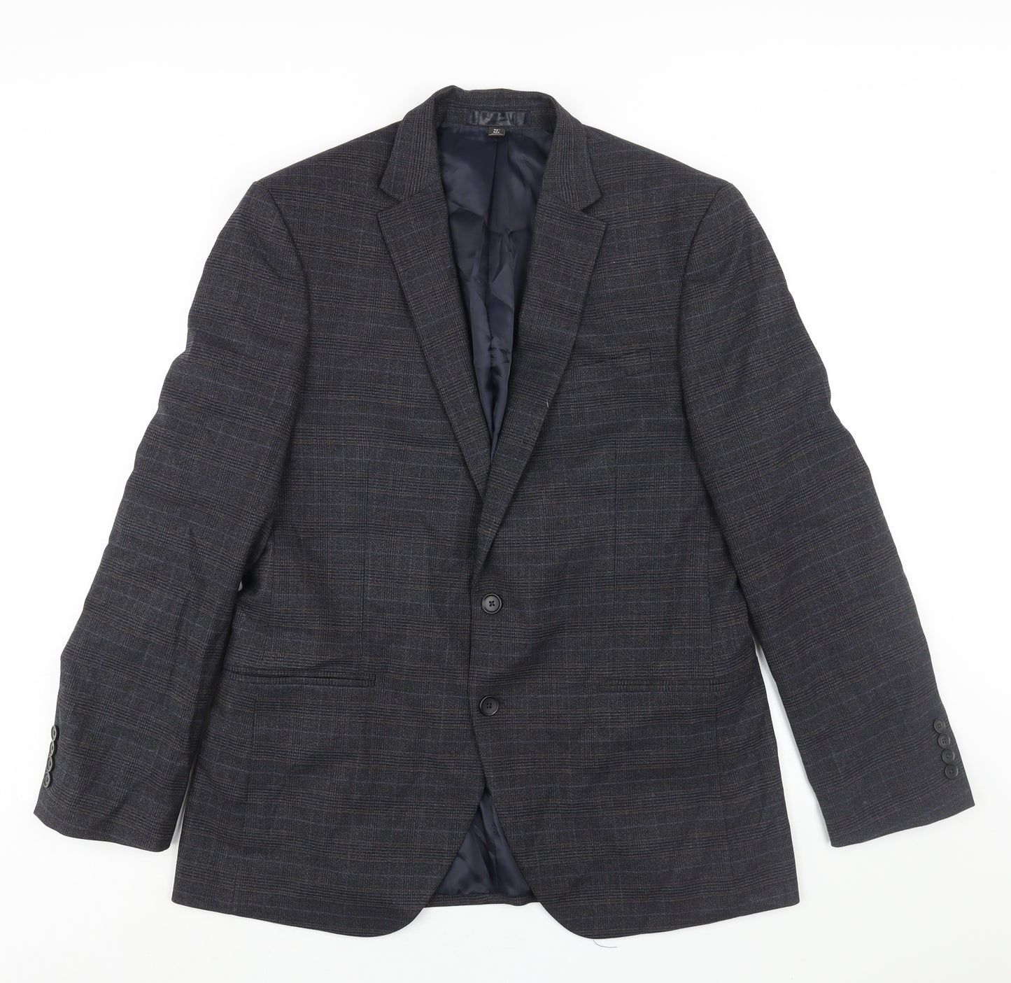 Marks and Spencer Mens Blue Check Polyester Jacket Suit Jacket Size 42 Regular