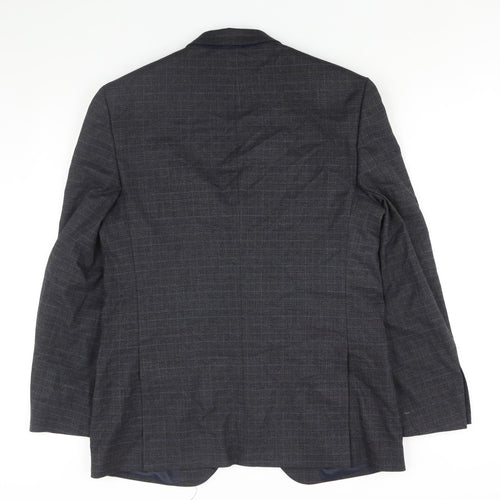 Marks and Spencer Mens Blue Check Polyester Jacket Suit Jacket Size 42 Regular