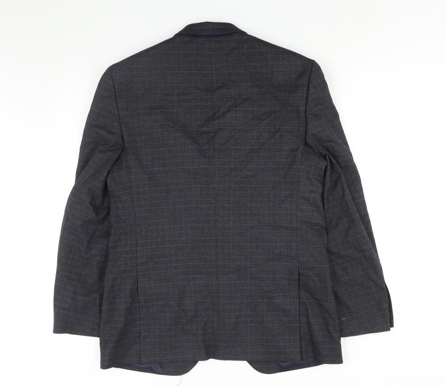 Marks and Spencer Mens Blue Check Polyester Jacket Suit Jacket Size 42 Regular