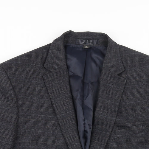 Marks and Spencer Mens Blue Check Polyester Jacket Suit Jacket Size 42 Regular