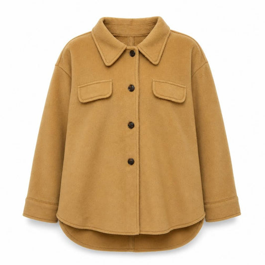Front view of Spreadfashion women’s brown jacket, size 2XL, button