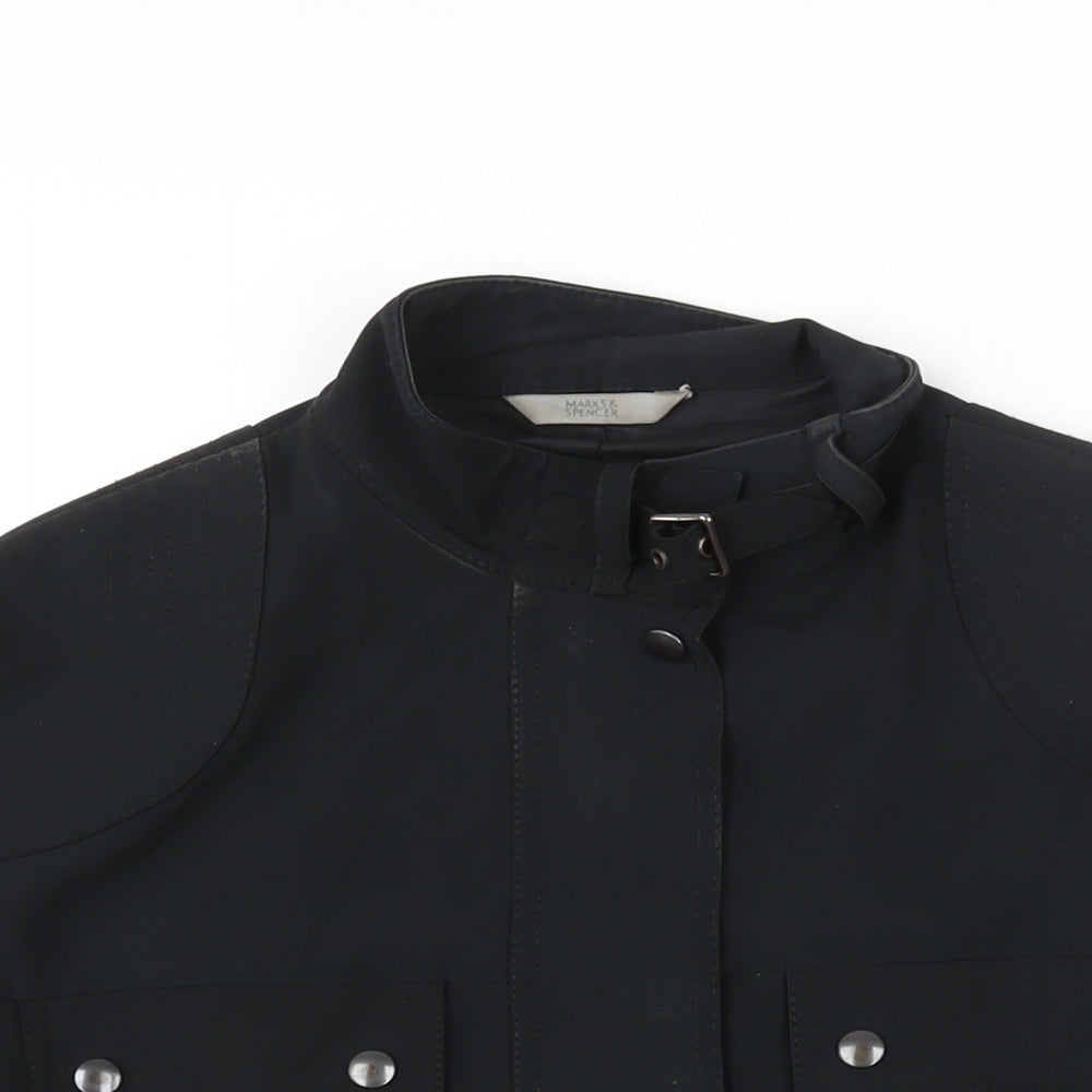 Marks and Spencer Womens Black Military Jacket Jacket Size 16 Zip - Belted