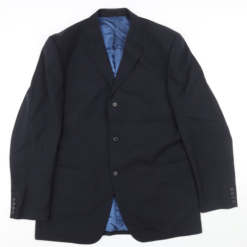 Lino Vierra Mens Blue Polyester Jacket Suit Jacket Size 44 Regular