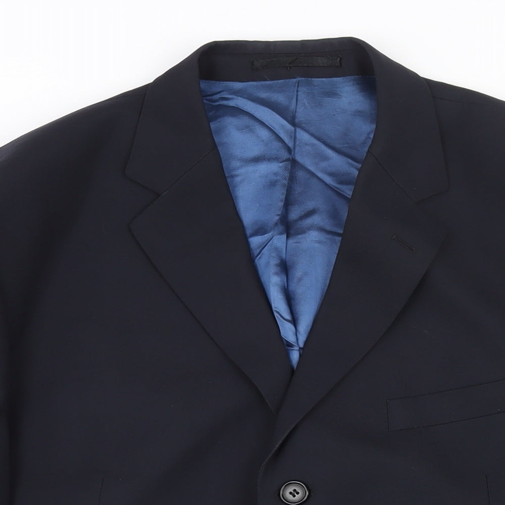 Lino Vierra Mens Blue Polyester Jacket Suit Jacket Size 44 Regular