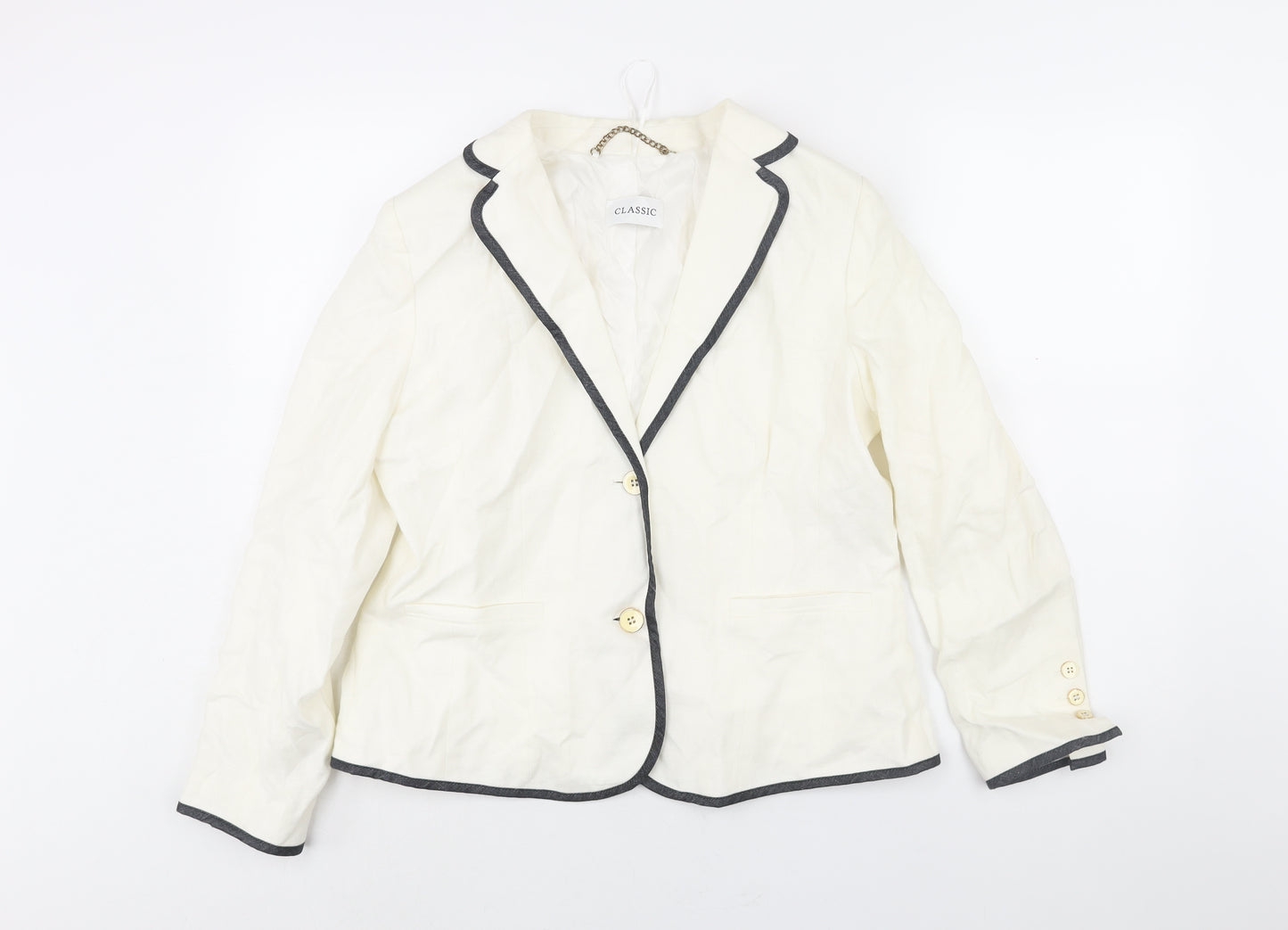 Classic Womens Ivory Jacket Size 14 Button