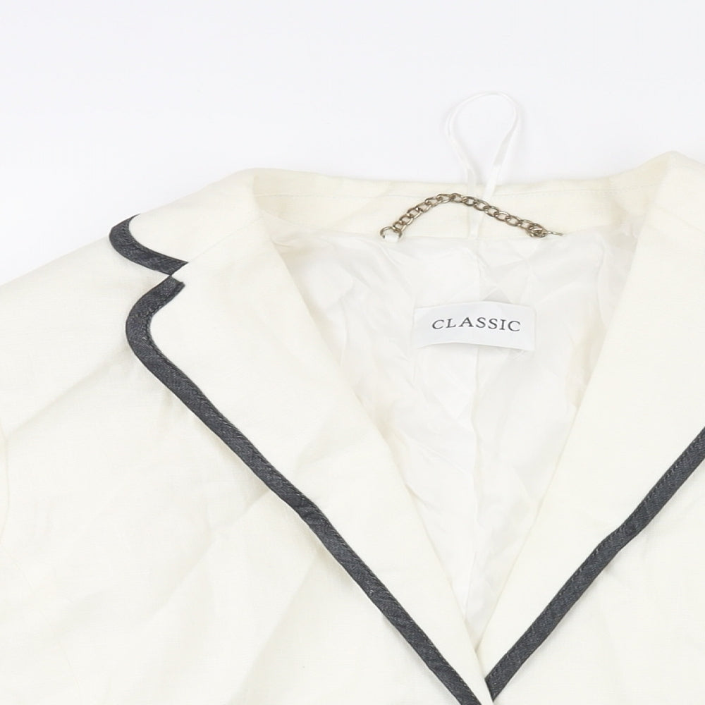 Classic Womens Ivory Jacket Size 14 Button