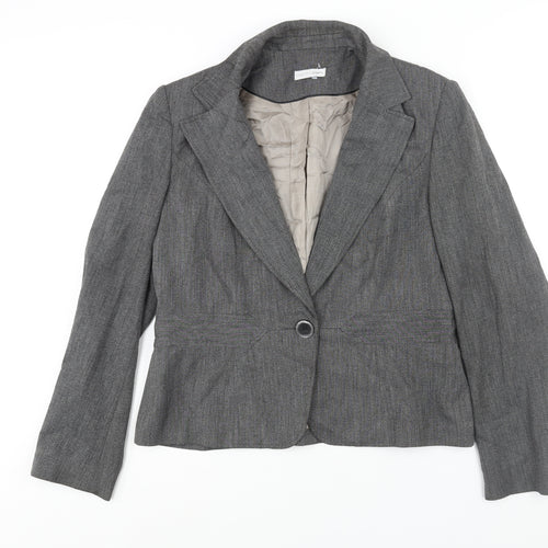 Essential Womens Grey Jacket Blazer Size 16 Button