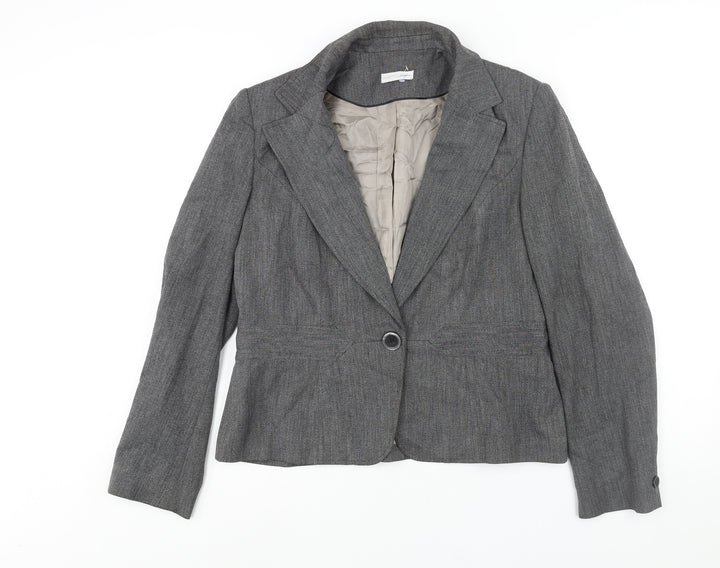 Essential Womens Grey Jacket Blazer Size 16 Button