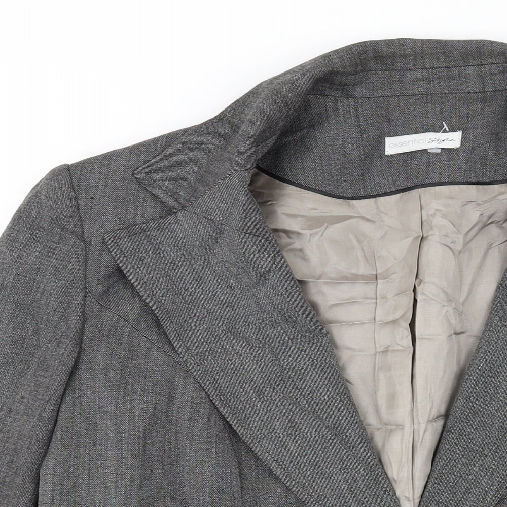 Essential Womens Grey Jacket Blazer Size 16 Button