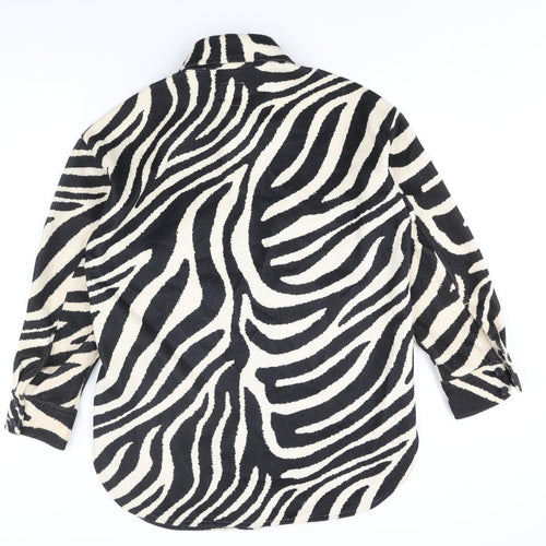 H&M Womens Black Animal Print Jacket Size XS Button - Zebra Print