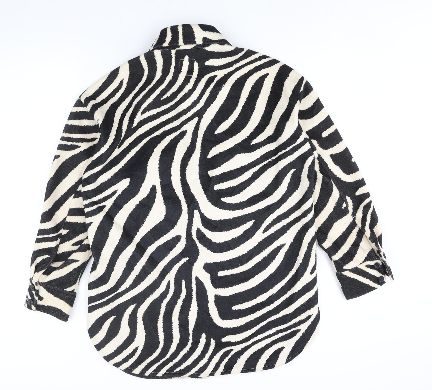 H&M Womens Black Animal Print Jacket Size XS Button - Zebra Print