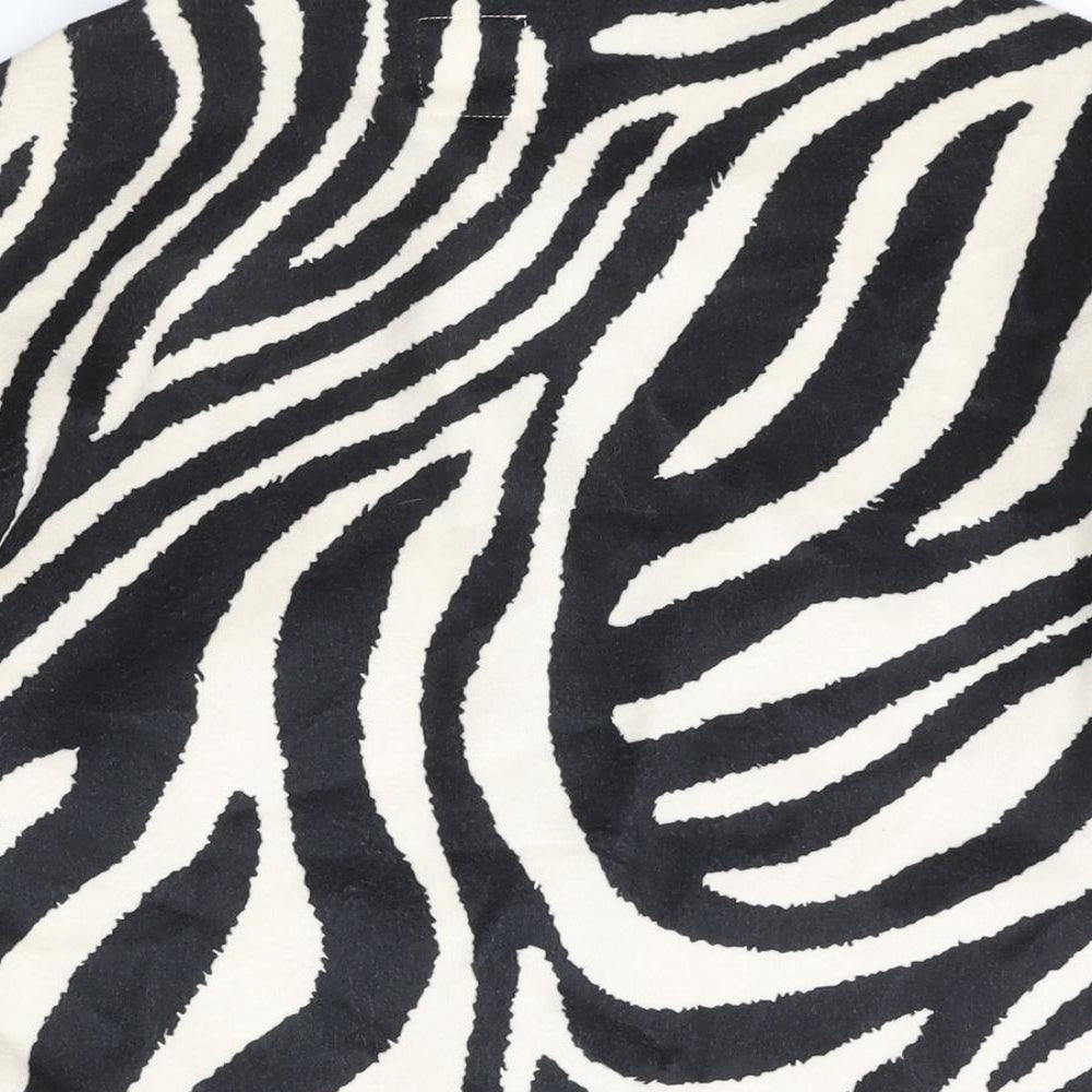 H&M Womens Black Animal Print Jacket Size XS Button - Zebra Print