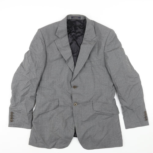 Crombie Mens Grey Wool Jacket Suit Jacket Size 38 Regular