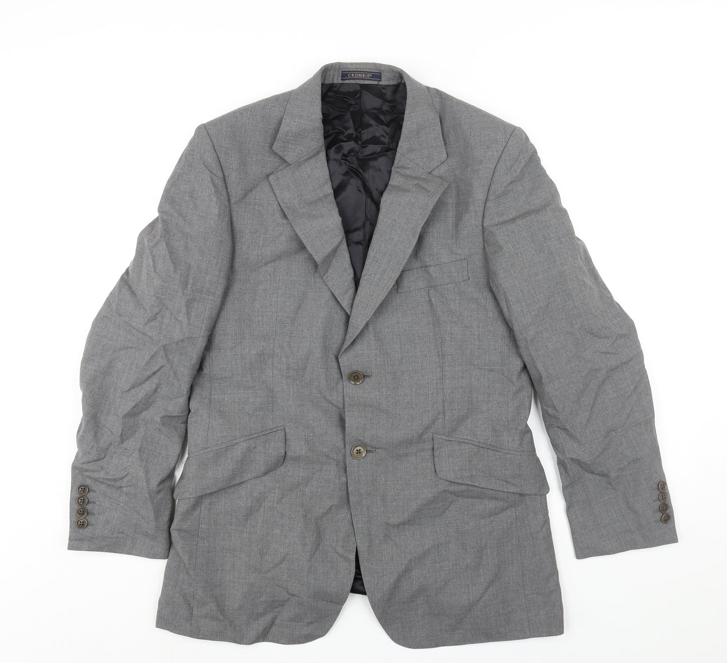 Crombie Mens Grey Wool Jacket Suit Jacket Size 38 Regular