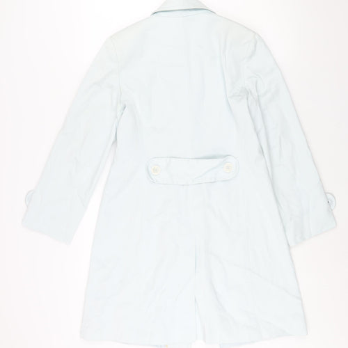 Marks and Womens Blue Trench Coat Coat Size 12 Button
