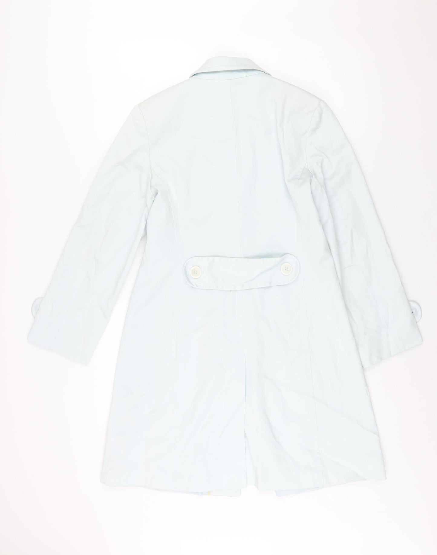 Marks and Womens Blue Trench Coat Coat Size 12 Button