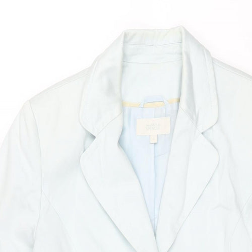 Marks and Womens Blue Trench Coat Coat Size 12 Button