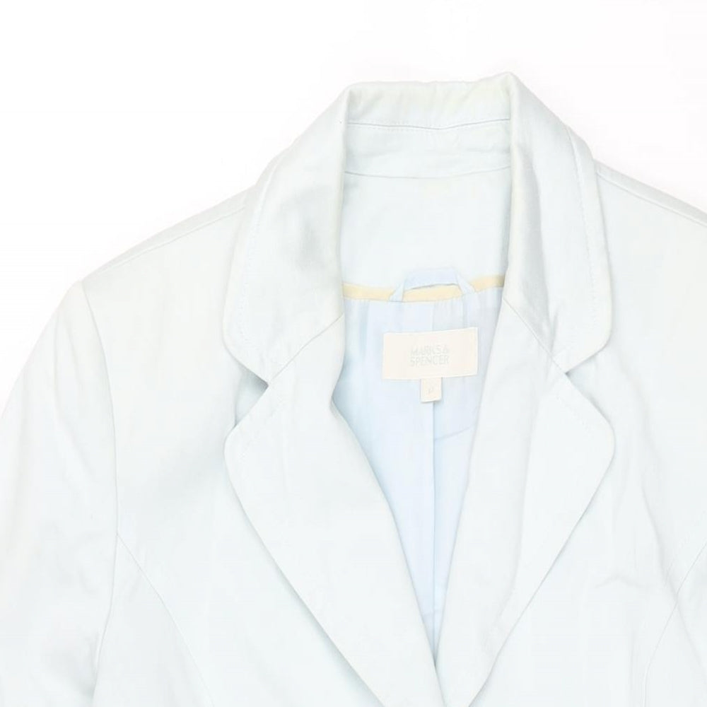 Marks and Womens Blue Trench Coat Coat Size 12 Button