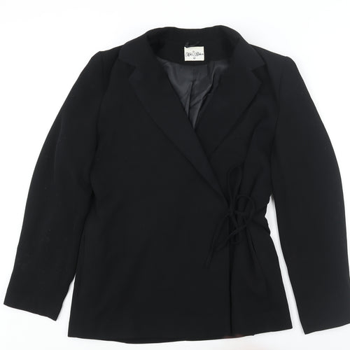 Katy Baker Womens Black Jacket Blazer Size 12 Tie