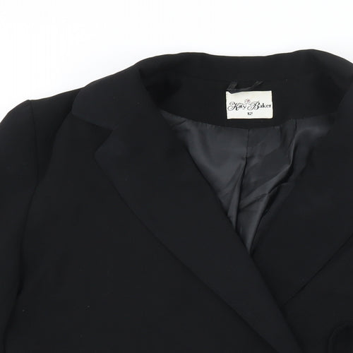 Katy Baker Womens Black Jacket Blazer Size 12 Tie