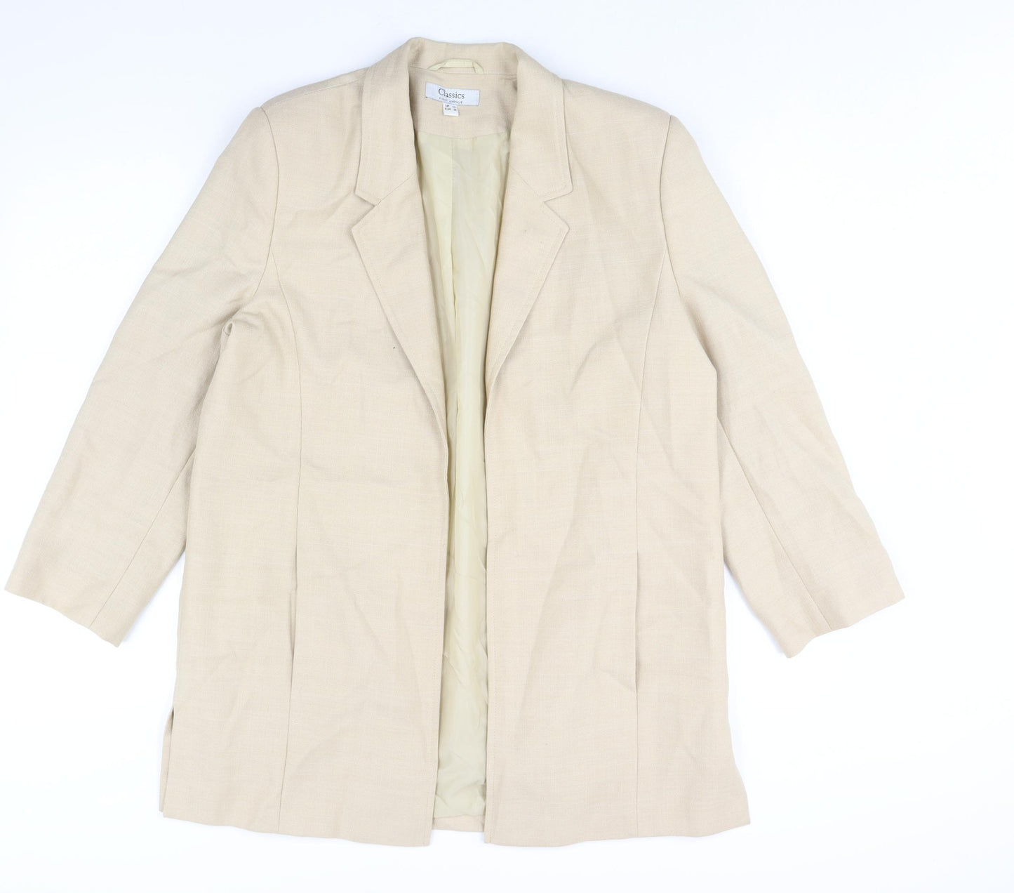 First Avenue Womens Beige Jacket Blazer Size 12