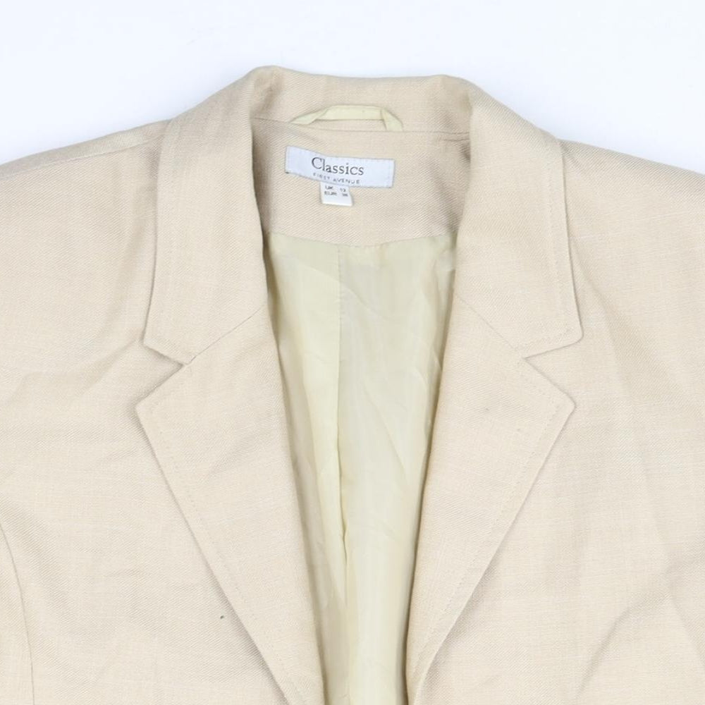 First Avenue Womens Beige Jacket Blazer Size 12