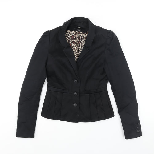 H&M Womens Black Jacket Size 6 Button - Pleat Detail