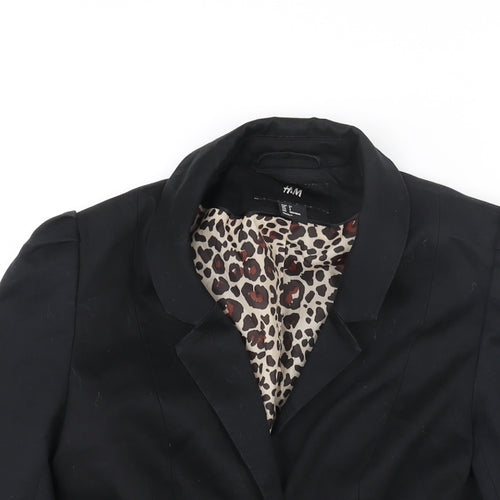 H&M Womens Black Jacket Size 6 Button - Pleat Detail