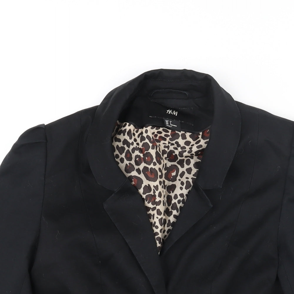 H&M Womens Black Jacket Size 6 Button - Pleat Detail