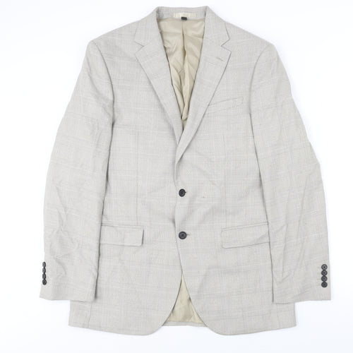 Marks and Spencer Mens Beige Check Viscose Jacket Suit Jacket Size 40 Regular