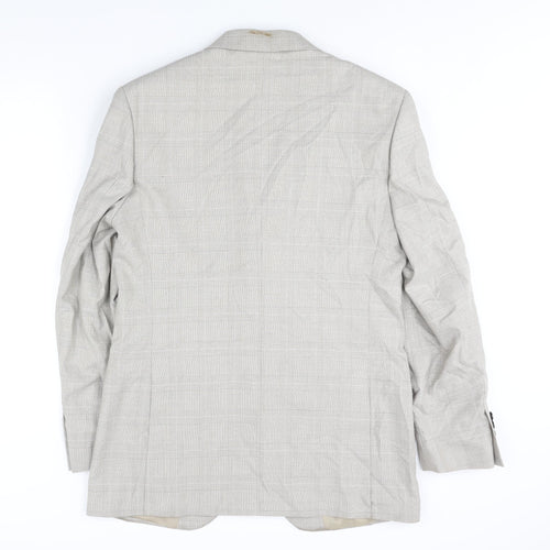 Marks and Spencer Mens Beige Check Viscose Jacket Suit Jacket Size 40 Regular