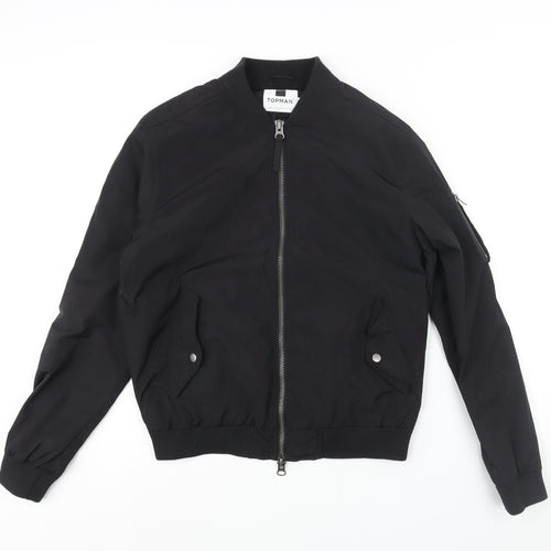 Topman Mens Black Bomber Jacket Jacket Size M Zip