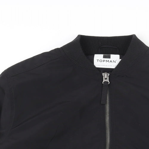 Topman Mens Black Bomber Jacket Jacket Size M Zip