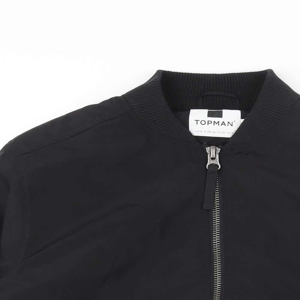 Topman Mens Black Bomber Jacket Jacket Size M Zip