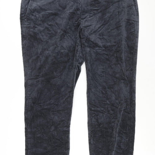 Marks and Mens Blue Cotton Chino Trousers Size 44 in L29 in Regular Zip
