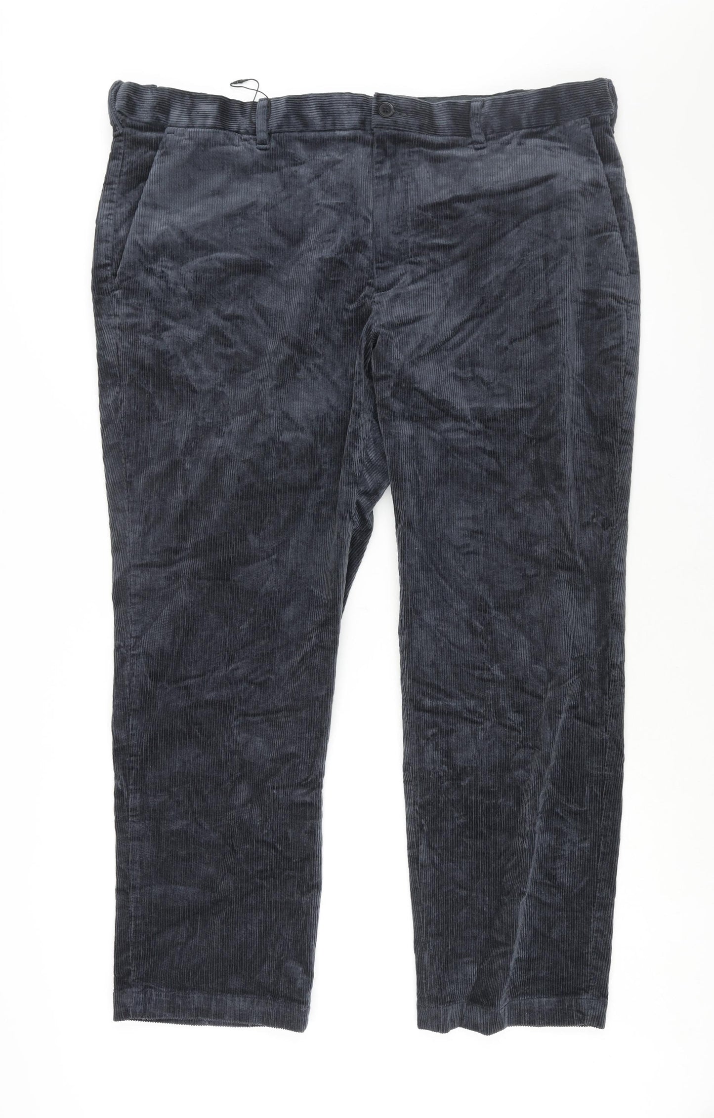 Marks and Mens Blue Cotton Chino Trousers Size 44 in L29 in Regular Zip