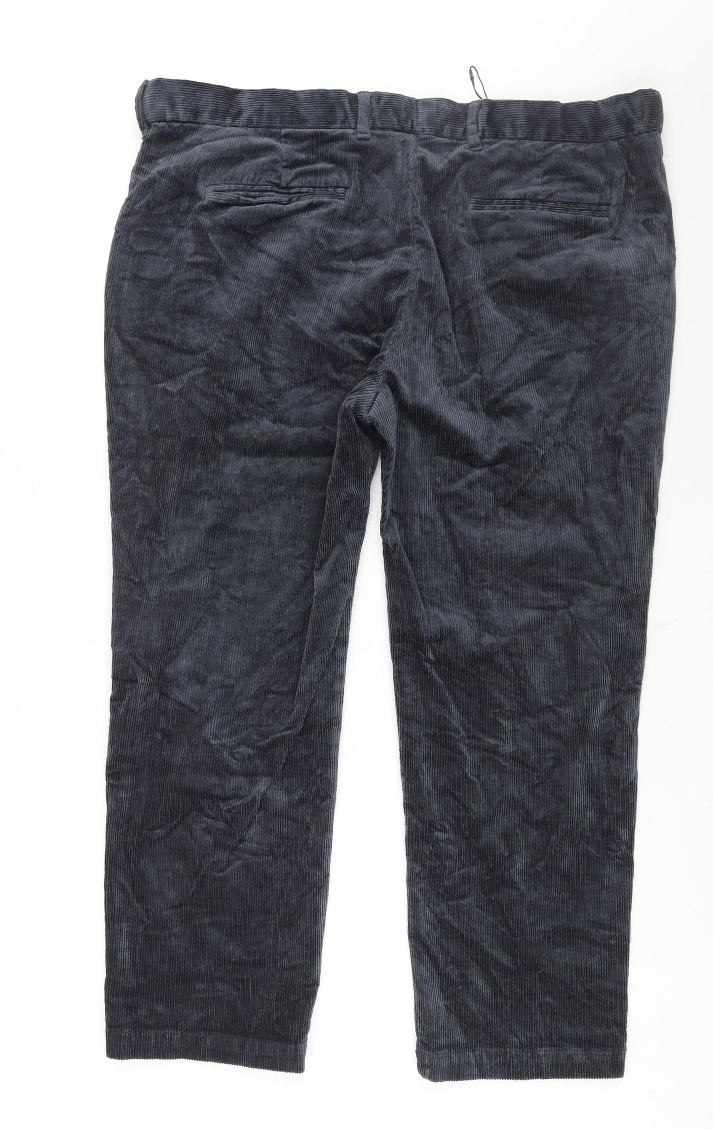 Marks and Mens Blue Cotton Chino Trousers Size 44 in L29 in Regular Zip