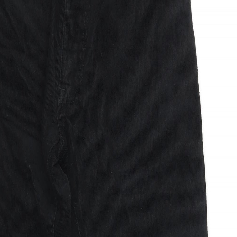 Marks and Spencer Mens Black Cotton Trousers Size 28 in L31 in Slim Zip