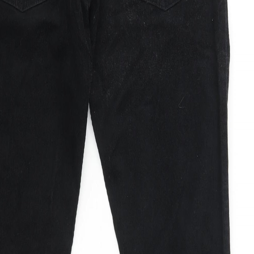 Marks and Spencer Mens Black Cotton Trousers Size 28 in L31 in Slim Zip