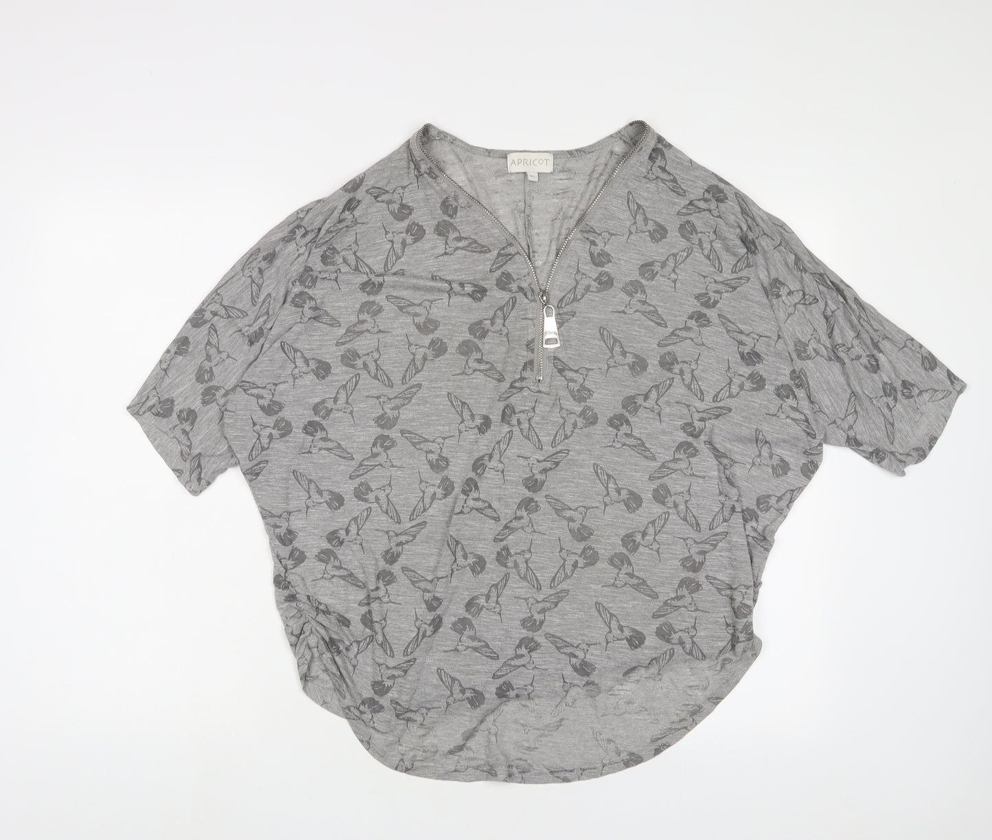 Apricot Womens Grey Polyester Basic T-Shirt Size M V-Neck - Oversized