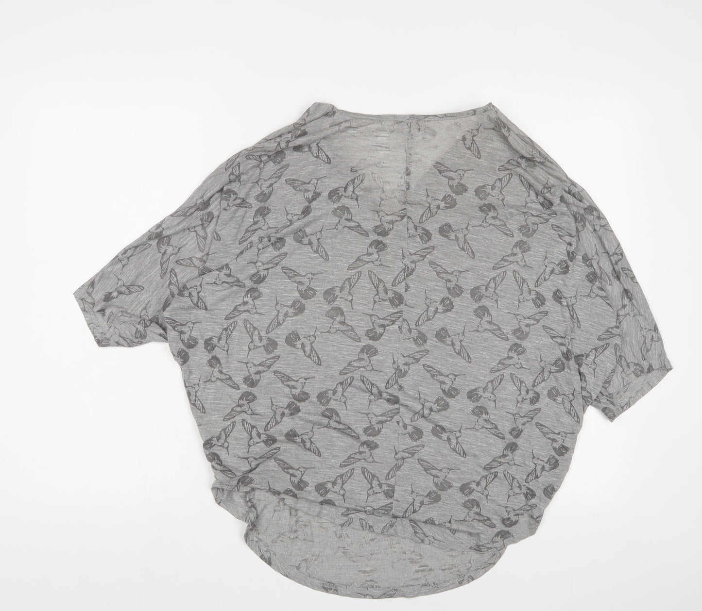 Apricot Womens Grey Polyester Basic T-Shirt Size M V-Neck - Oversized