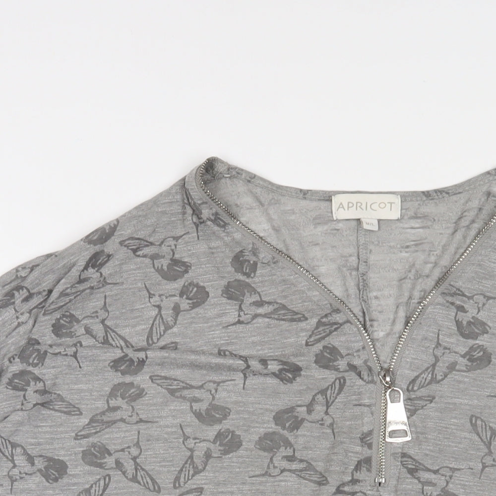 Apricot Womens Grey Polyester Basic T-Shirt Size M V-Neck - Oversized