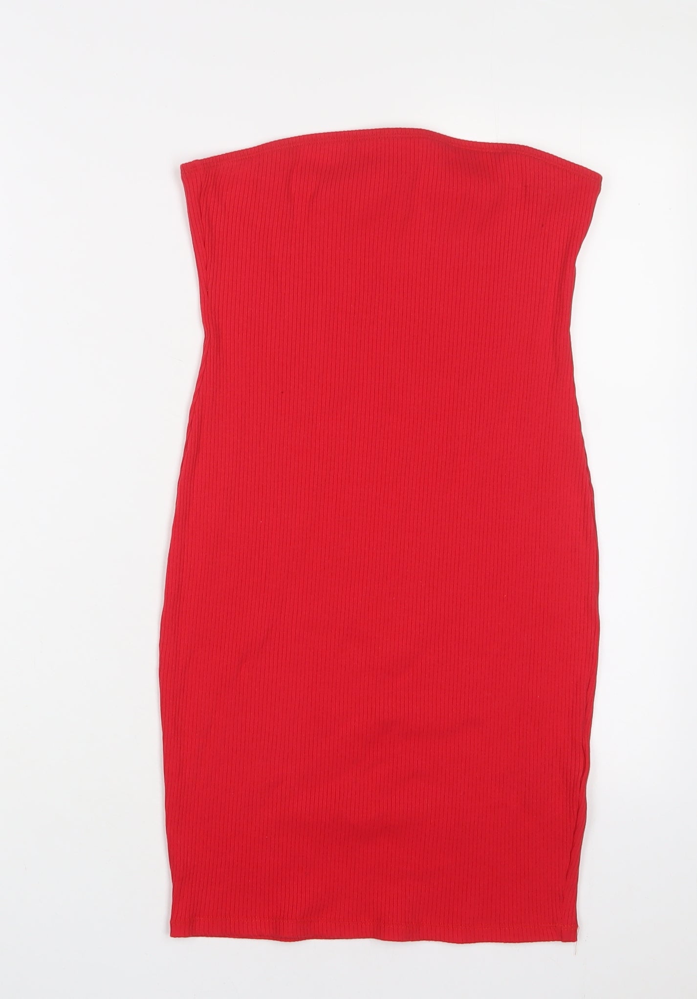 H&M Womens Red Cotton Bodycon Size M Off the Shoulder Pullover