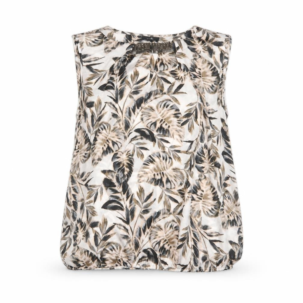 Front view of Wallis women’s multicoloured geometric polyester basic tank, size UK 16, boat neck - beaded
